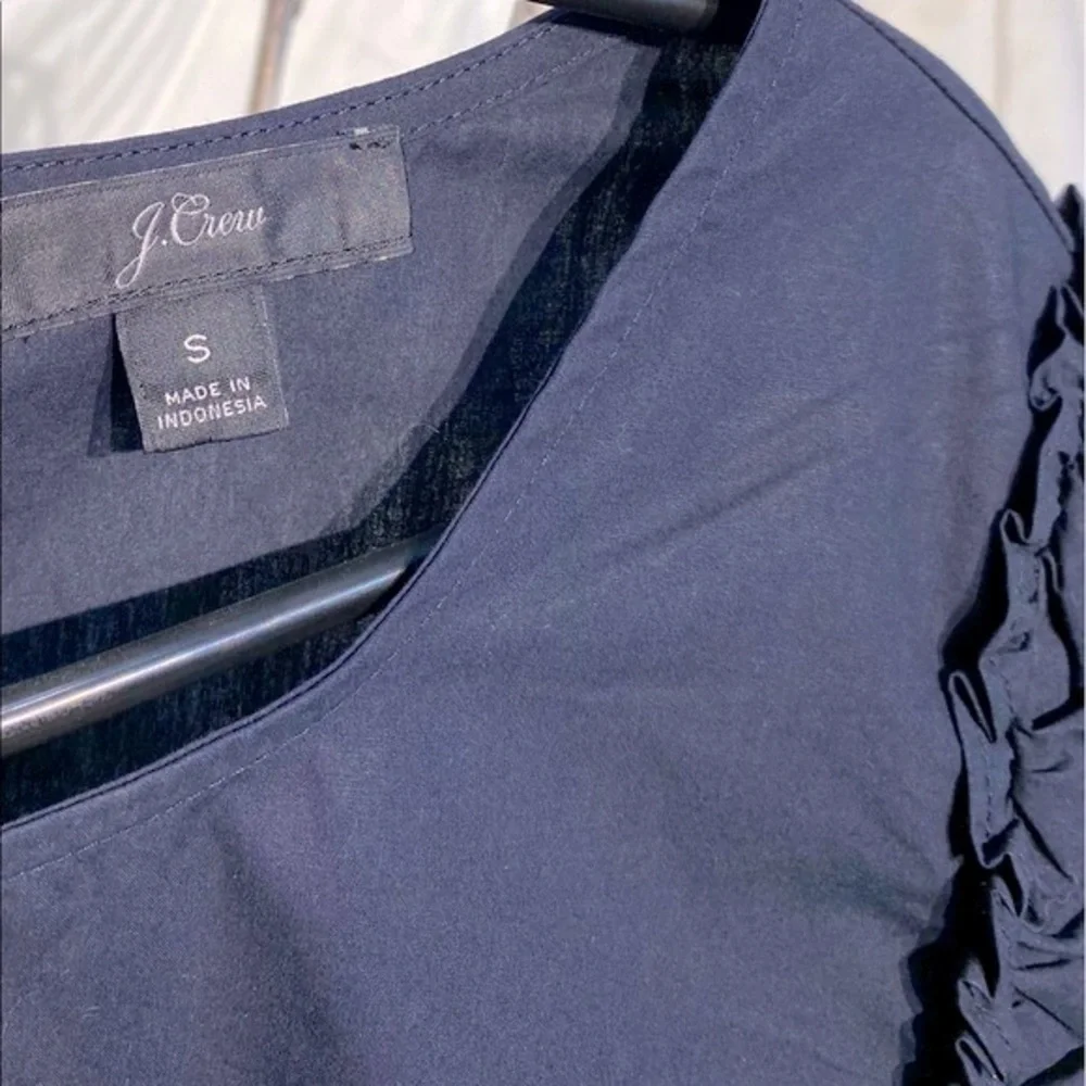 J.Crew navy top with ruffle trim - Picture 7 of 9